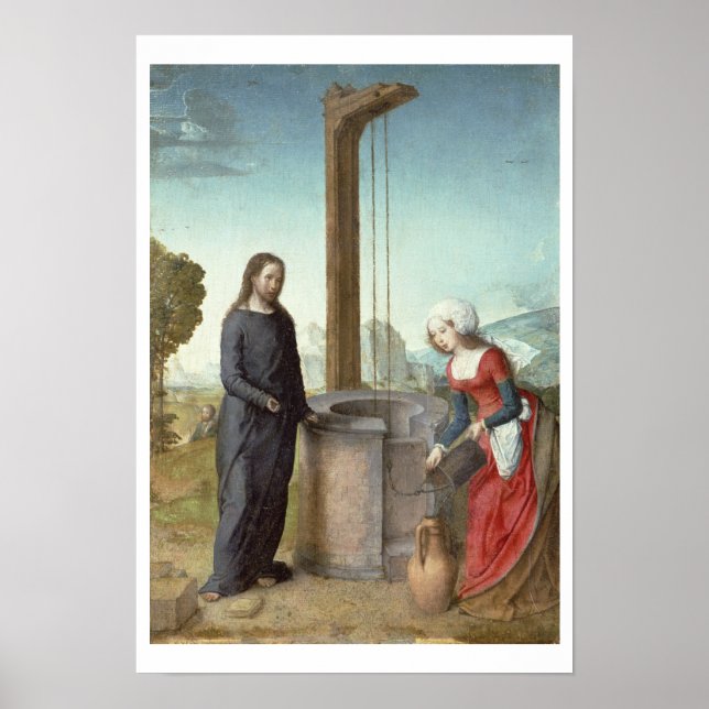Kristus och Samarias kvinna, c.1500 (olja på pa Poster (Framsidan)