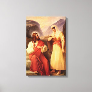 Kristus och samariern av Christian Schleisner Canvastryck