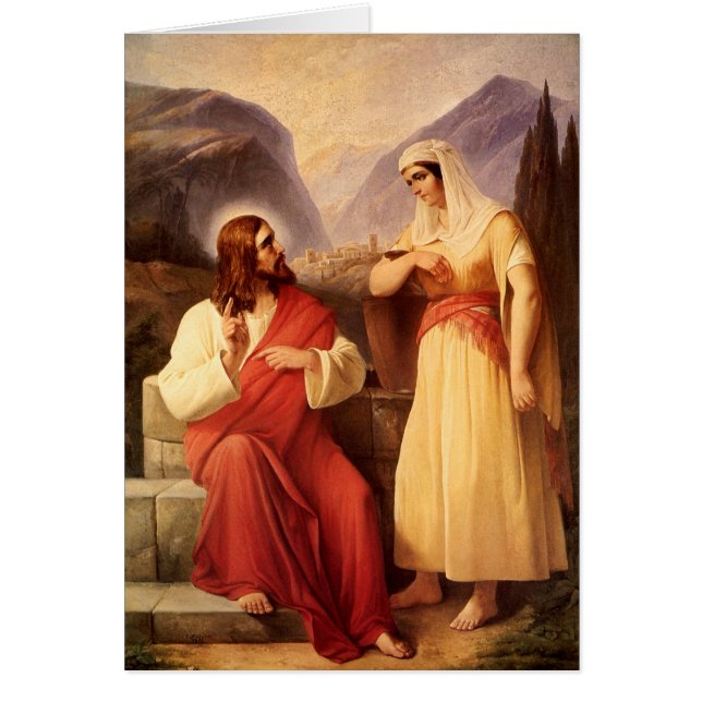 Kristus och samariern av Christian Schleisner Hälsningskort (Framsidan)