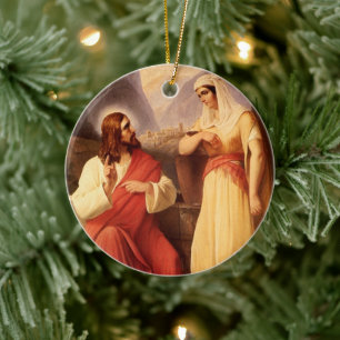 Kristus och samariern av Christian Schleisner Julgransprydnad Keramik
