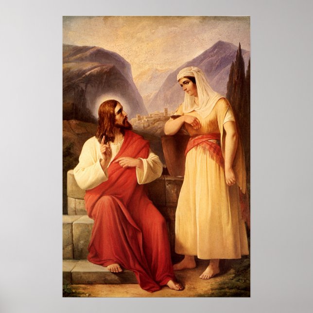 Kristus och samariern av Christian Schleisner Poster (Framsidan)
