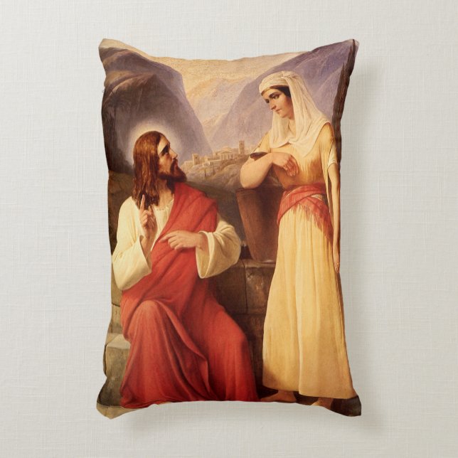 Kristus och samariern av Christian Schleisner Prydnadskudde (Framsidan(Vertikal))