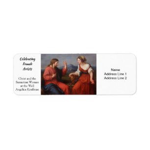 Kristus och Samaritan Woman, Angelica Kauffman Returadress Etikett