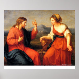 Kristus och Samaritan Woman av Angelica Kauffmann Poster