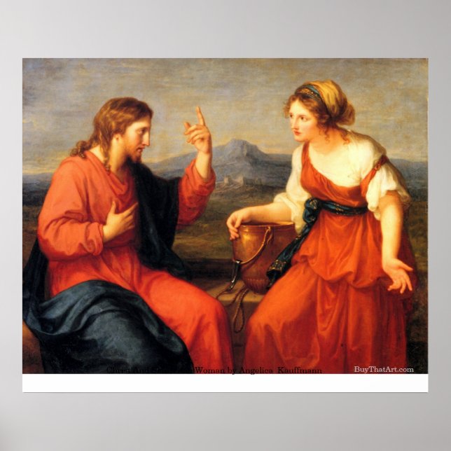 Kristus och Samaritan Woman av Angelica Kauffmann Poster (Framsidan)