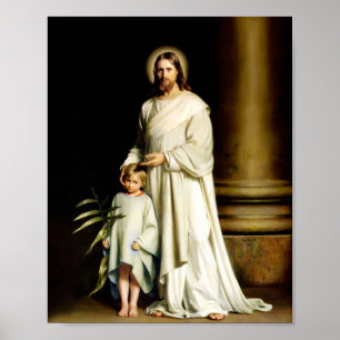 Kristus och ungt barn av Carl Bloch Poster