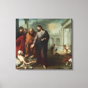 Kristus på bassängen av Bethesda, 1667-70 (olja Canvastryck