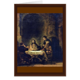 Kristus på Emmaus av Rembrandt Harmensz. Skåpbil Hälsningskort