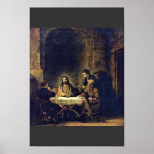 Kristus på emmaus av Rembrandt Harmensz. Van Rijn Poster