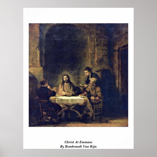 Kristus på emmaus av Rembrandt Van Rijn Poster (Framsidan)