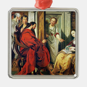 Kristus på huset av Martha och Mary av Bethany Julgransprydnad Metall