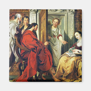 Kristus på huset av Martha och Mary av Bethany Magnet