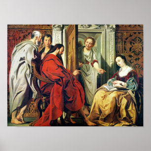 Kristus på huset av Martha och Mary av Bethany Poster
