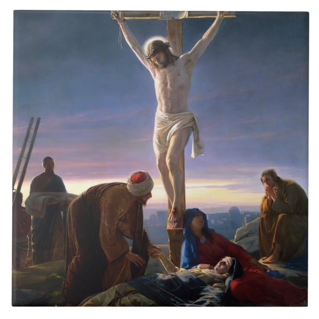 Kristus på Kor av Carl Bloch, Religiösa Kakelplatta (Framsidan)