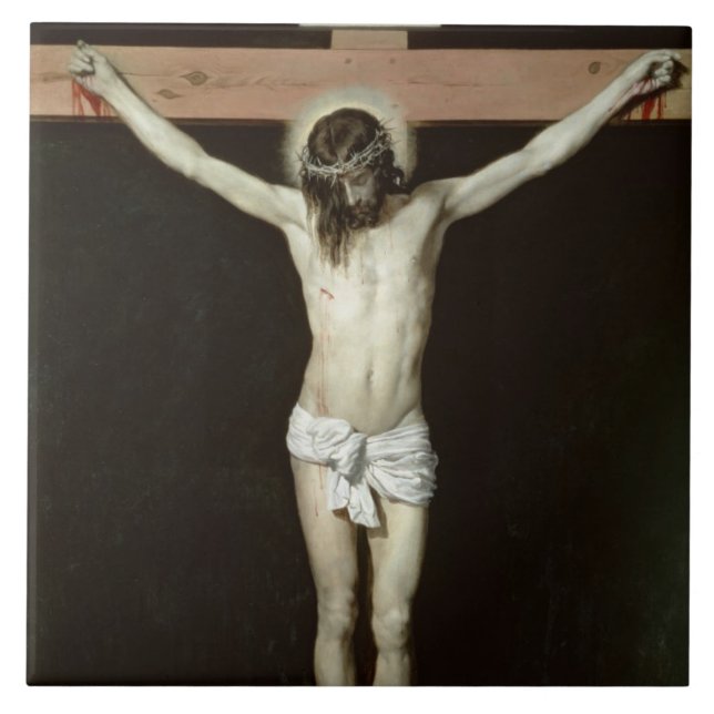 Kristus på kor, c.1630 kakelplatta (Framsidan)