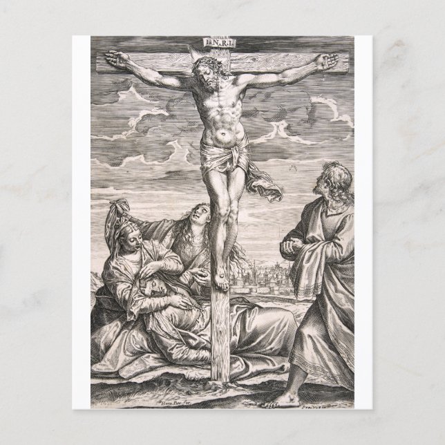 Kristus på korset av Agostino Carracci Flygblad (Framsidan)