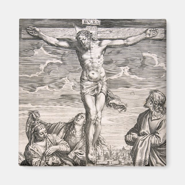 Kristus på korset av Agostino Carracci Magnet (Framsidan)