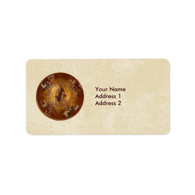 Kristus Pantakrator Christian Icon Adressetikett (Framsidan)