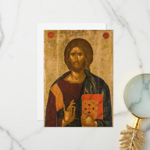 Kristus Pantocrator av Byzantine Icon Tack Kort