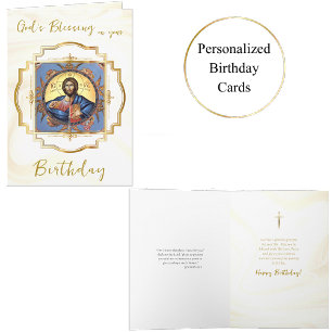 Kristus Pantocrator Guld Ram Orthodox Birthday Kort