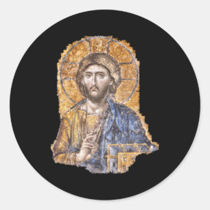 Kristus Pantocrator Icon Hagia Sophia Catholic Gre Runt Klistermärke