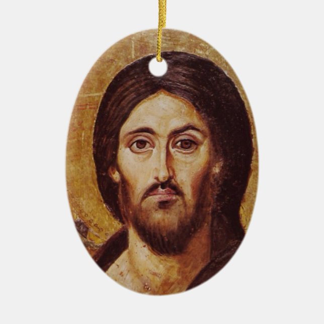 Kristus Pantocrator Julgransprydnad Keramik (Framsidan)