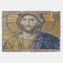 Kristus Pantocrator Mosaic Iconic Religiösa Roman  Filt