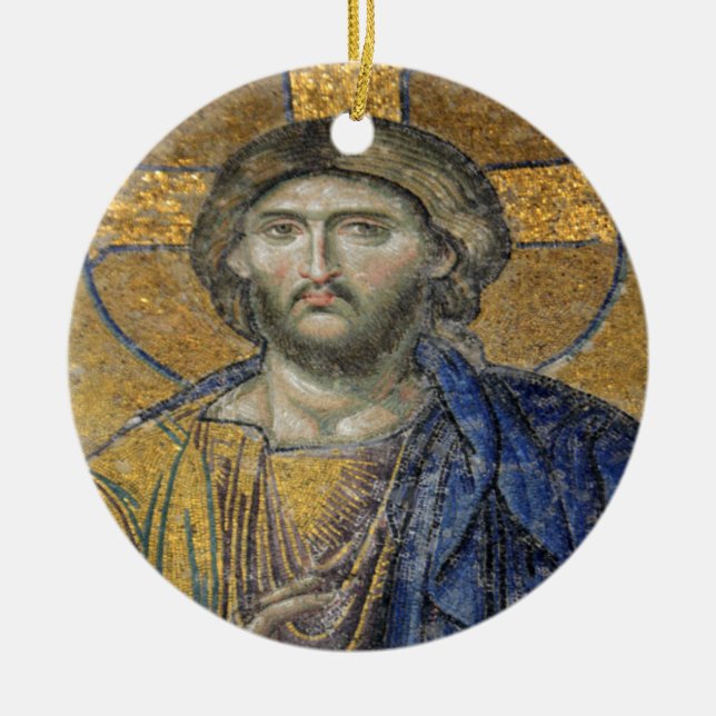 Kristus Pantocrator Mosaic Iconic Religiösa Roman  Julgransprydnad Keramik (Framsidan)