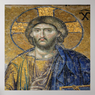 Kristus Pantocrator Mosaic Iconic Religiösa Roman  Poster