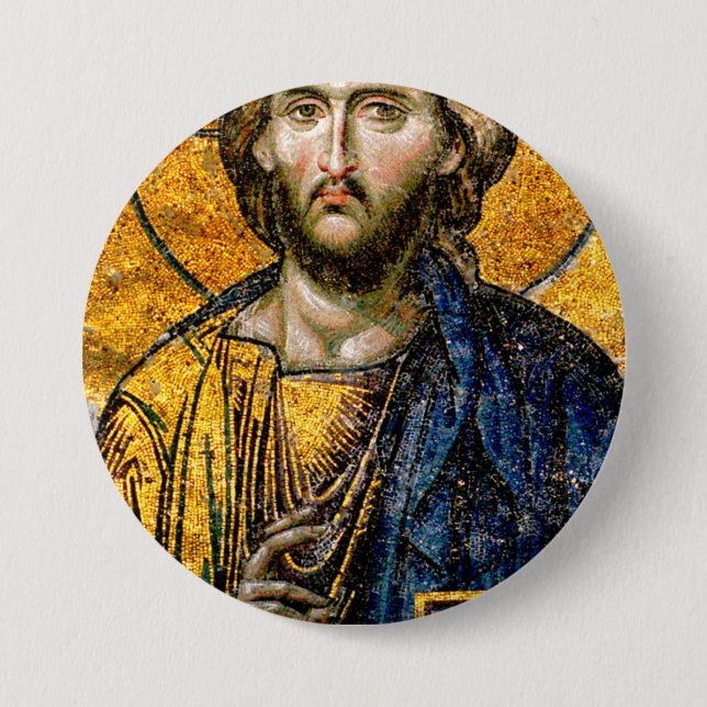 Kristus Pantocrator Mosaic Knapp (Framsida)