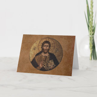 Kristus Pantocrator Mosaic Religiösa Helgkort