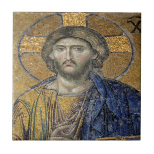 Kristus Pantocrator Mosiac Iconic Religiösa Roman  Kakelplatta