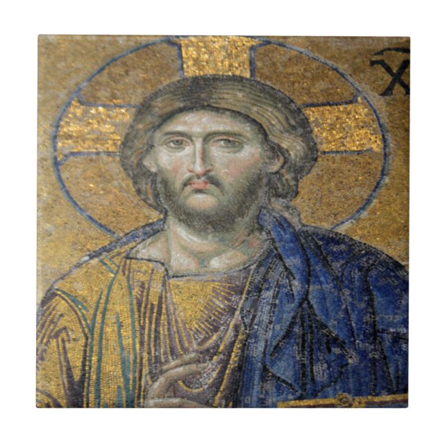 Kristus Pantocrator Mosiac Iconic Religiösa Roman  Kakelplatta (Framsidan)