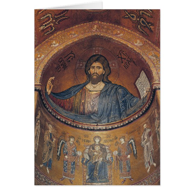 Kristus Pantocrator och Madonnaen Hälsningskort (Framsidan)