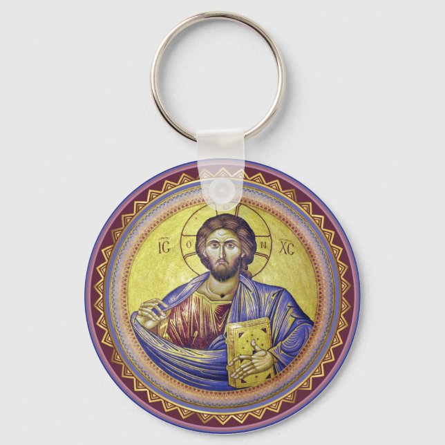 Kristus Pantocrator Orthodox Icon Nyckelring (Framsida)