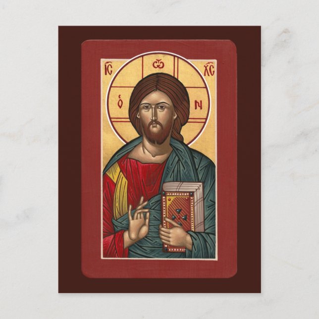 Kristus Pantocrator Prayer Card Vykort (Framsida)