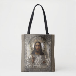 Kristus Pantocrator Silver Oklad Riza ryska Icon Tygkasse