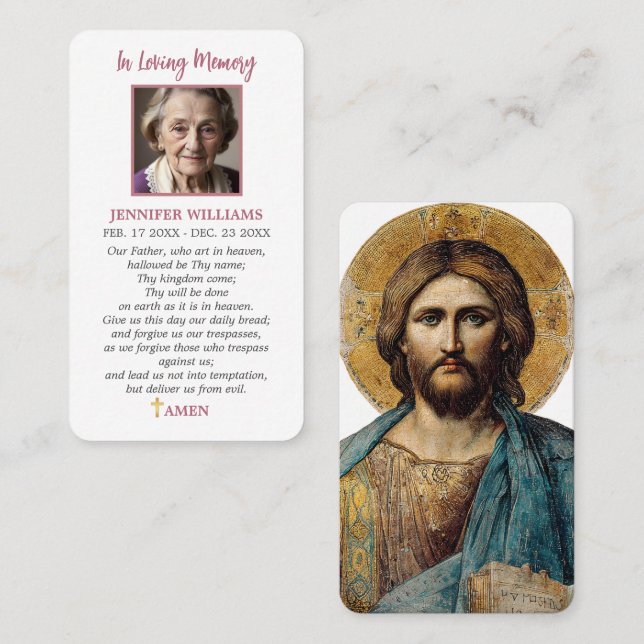Kristus Pantokrator Bönkort Jesus  Visitkort (Fram/baksida)