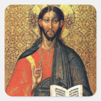 Kristus Pantokrator Ortodox ikon 1500-talet  Fyrkantigt Klistermärke