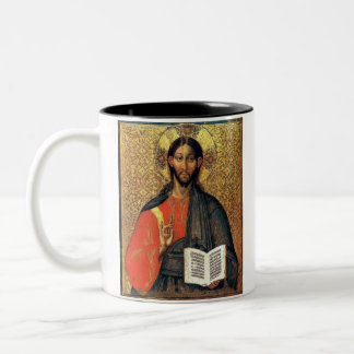 Kristus Pantokrator Ortodox ikon 1500-talet Två-Tonad Mugg