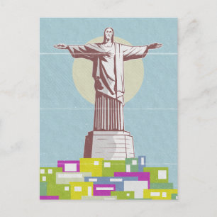 Kristus Redeemer Travel-affisch Favela Vykort