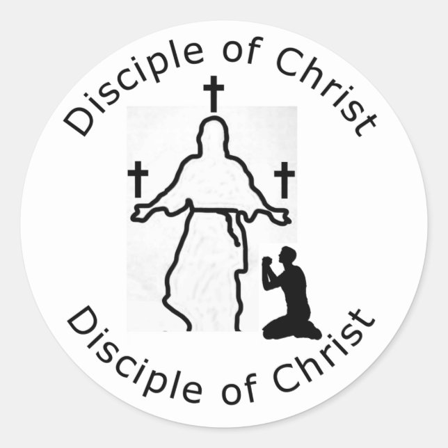 Kristus Round Sticker Runt Klistermärke (Framsida)