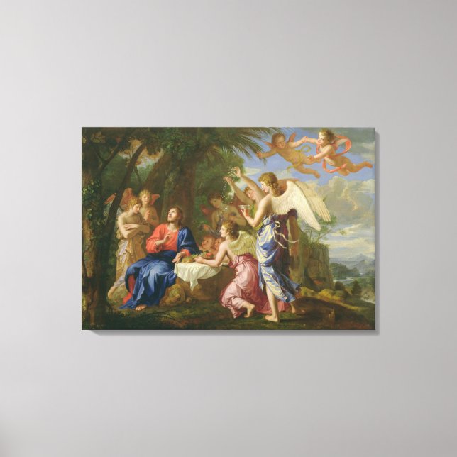 Kristus Served by the Änglar, c.1650 (olja på arbe Canvastryck (Framsida)