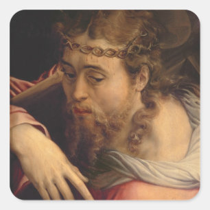 Kristus som bär kor, 1540-45 (olja på panel) fyrkantigt klistermärke