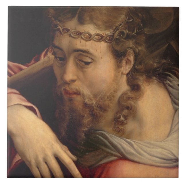 Kristus som bär kor, 1540-45 (olja på panel) kakelplatta (Framsidan)
