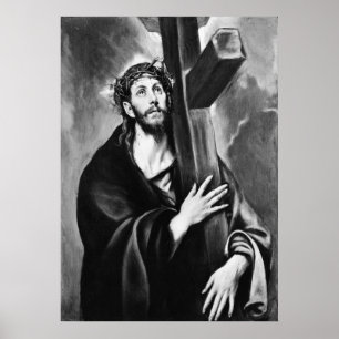 Kristus som bär Kor (Svarta och vita) Poster