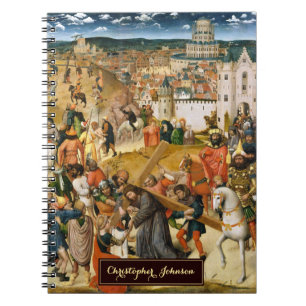 Kristus som bär Kor Vintage Art Guld Monogram Anteckningsbok