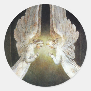 Kristus som bevakas av änglar av William Blake Runt Klistermärke