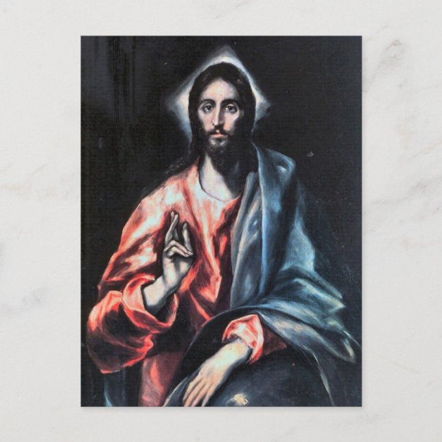 Kristus som Frälsare av El Greco Vykort (Framsida)