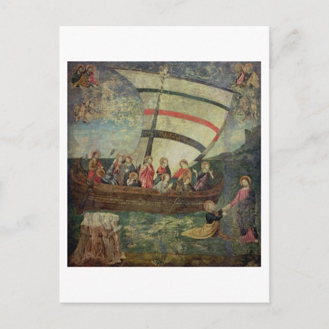 Kristus som går på vatten, efter "Navicella" Vykort (Framsida)